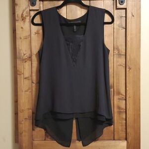 BCBGMAXAZRIA Lace Insert Sleeveless Top Black Size XS